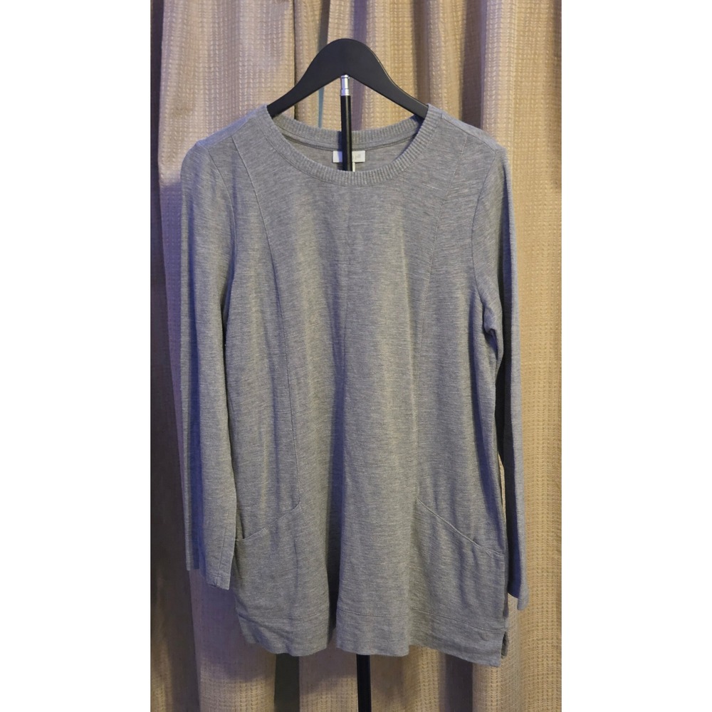 J.Jill Long Sleeve Crewneck Blouse Women's Size Medium Gray